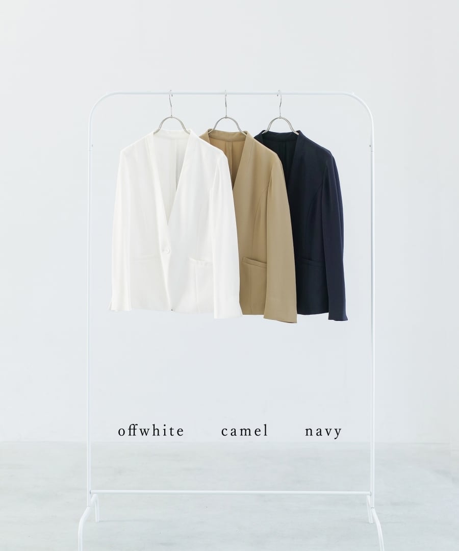 ラクして整うカセット服 】 さらさらオックス・カラーレスジャケット