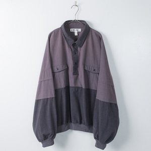 1990s vintage 2-tone designed wide silhouette fade cotton pullover shirt