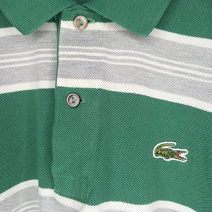 CHEMISE ラコステ　ラガー　ポロシャツ　半袖　ボーダー　シェルボタン　緑