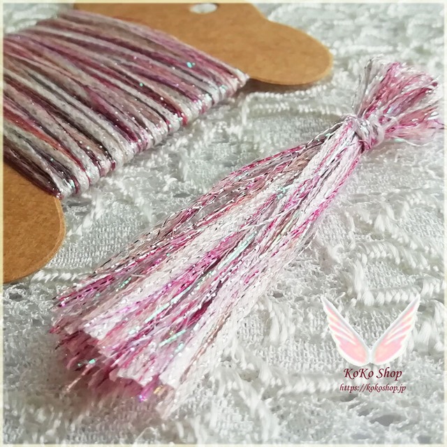引き揃え糸カード 　～ for Jewelry ～ ピンク　 オリジナル糸　ファンシー　ラッピング　レース　タッセル