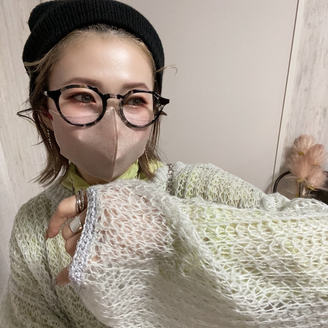 openwork knitting  glitter tops【Light grey】