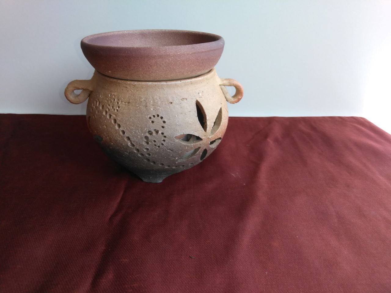 陶器茶香炉ランプ『ふるさと』（Ko 04） | 手作り陶器照明テーブル