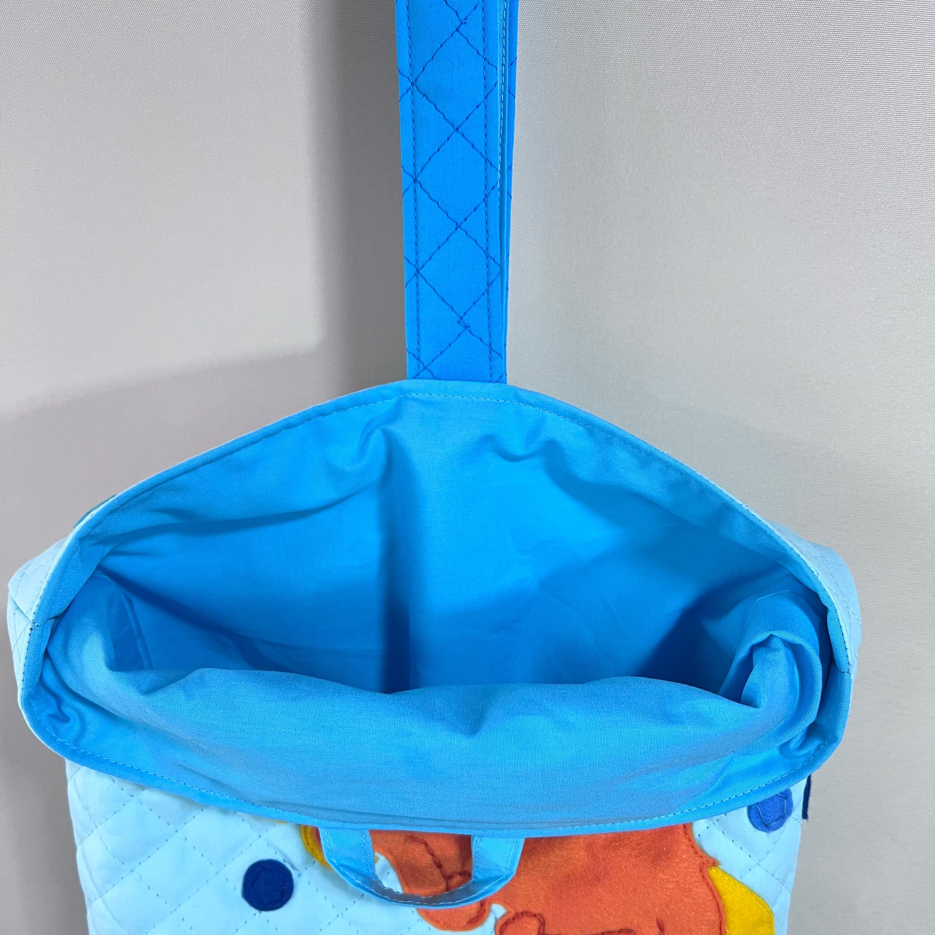 シューズバッグ・メンダコ（ベビーブルー×ターコイズ）アップリケ