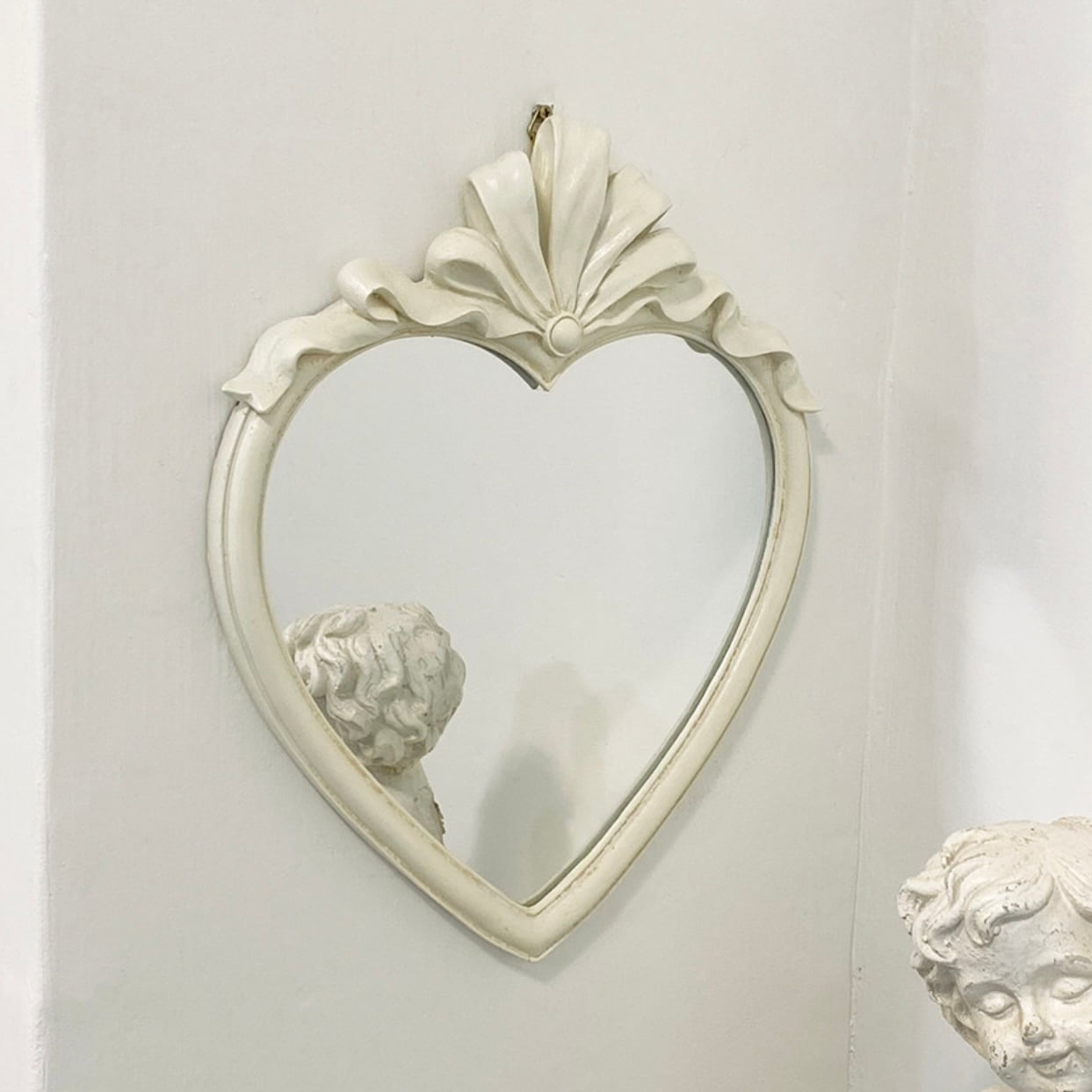 antique heart mirror 2colors / アンティーク ハート ミラー 壁掛け鏡