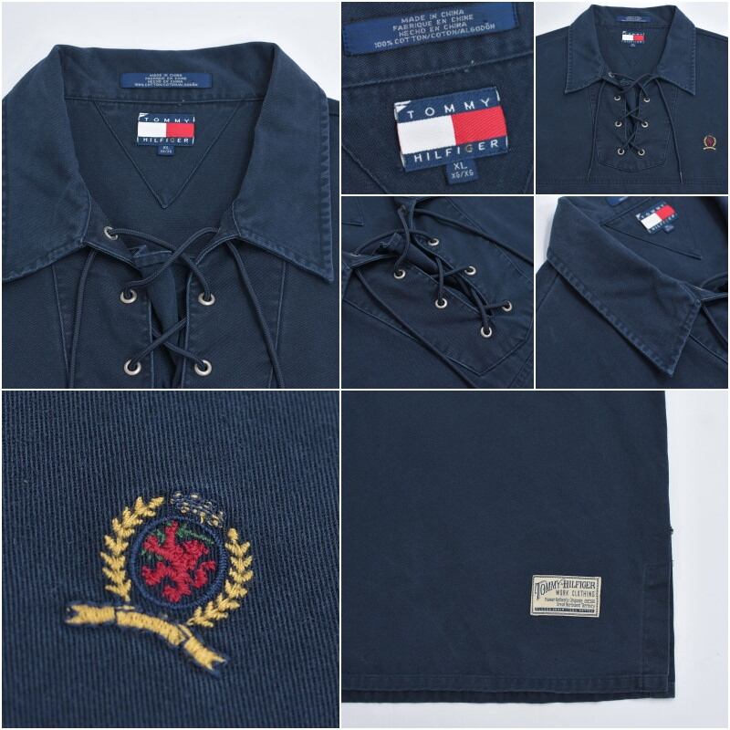 90s TOMMY HILFIGER トミーヒルフィガー コットンツイル レースアップ