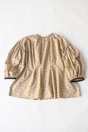 【suie】Polka dot gathered sleeve tunic/ポルカドットパフスリーブチュニック(ブラウン×ブラックドット)