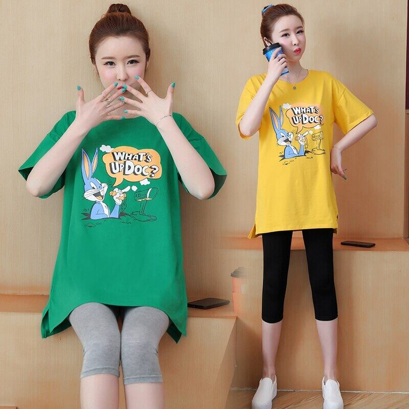 【新作】【送料無料】 887＃マタニティ服サマーコットンレタープリントマタニティトップスイージーマッチングTシャツドレス 夏物 AL expec362256045968