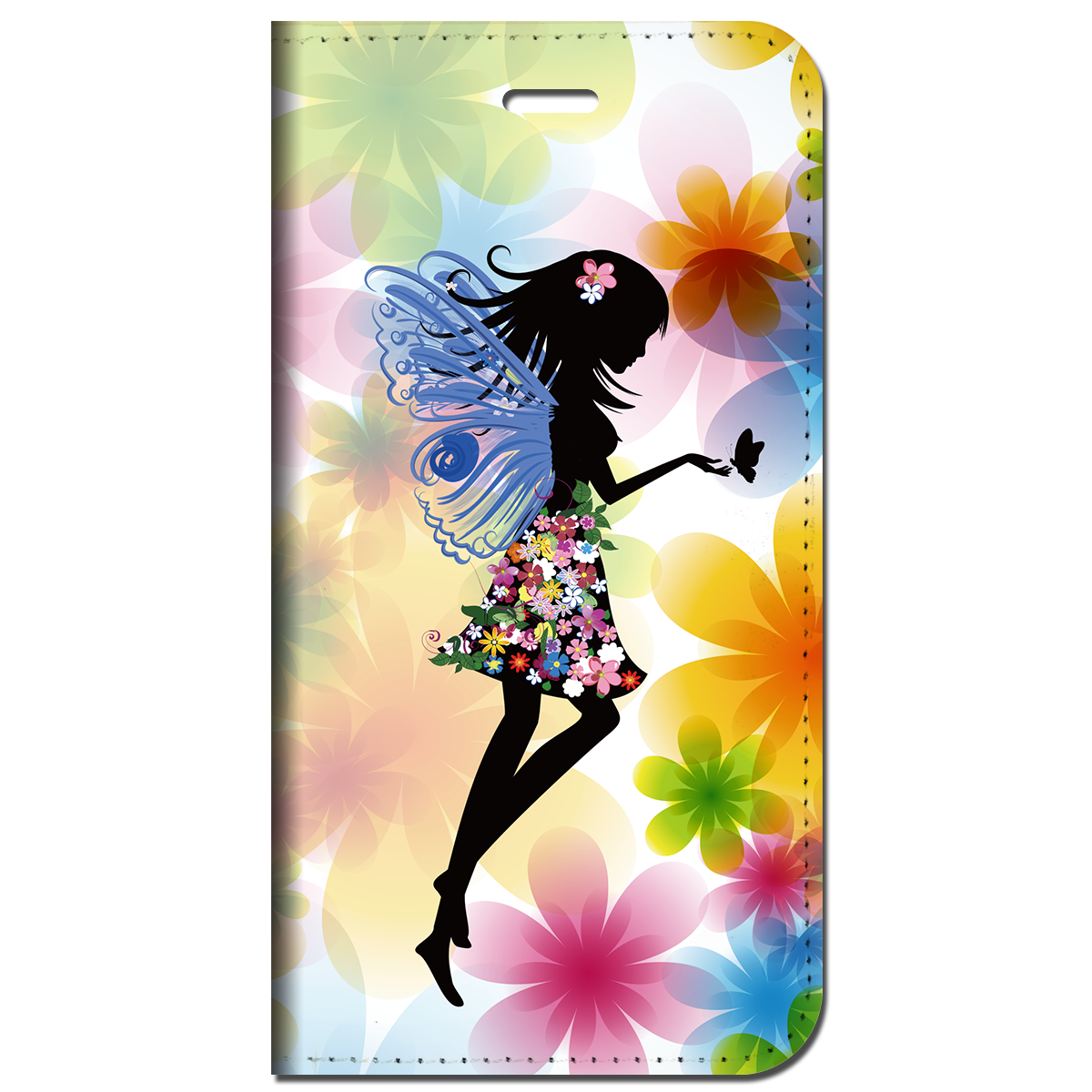 iPhone対応 スマホ 手帳型ケース お花の妖精 ポップ イラスト 【iPhone17 / iPhone16 / iPhone16e / iPhoneSE 他 iPhone各機種対応】 st46