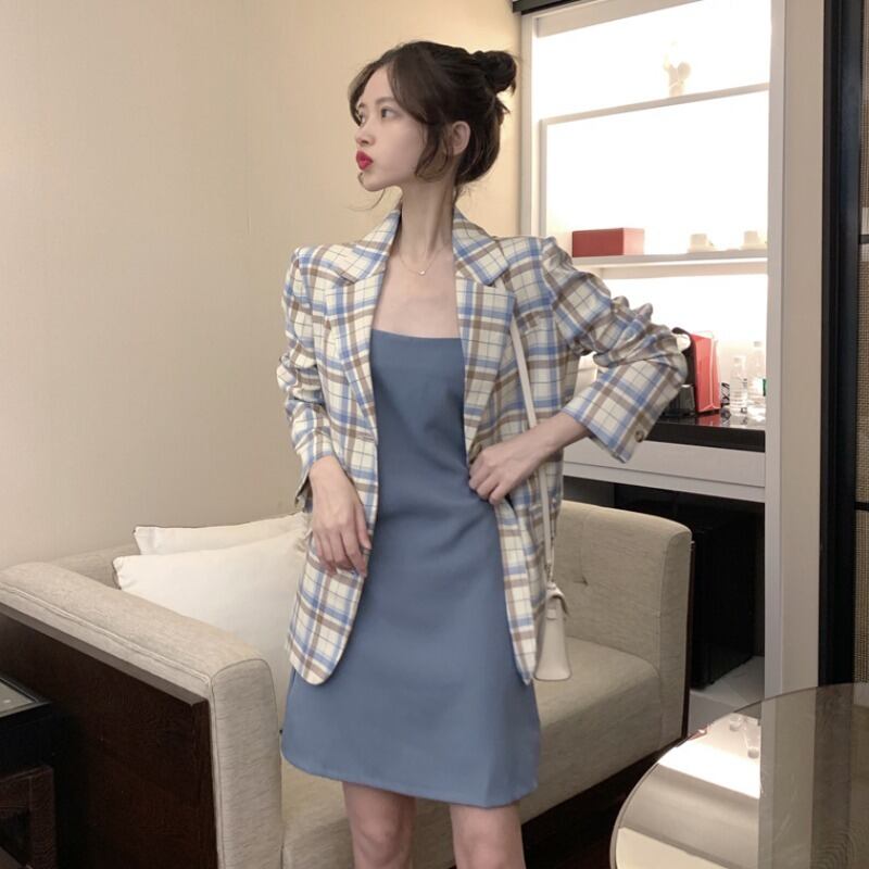 スプリングオータムスタイル格子柄ジャケット 春物 秋物 YY-ファッション44369180539