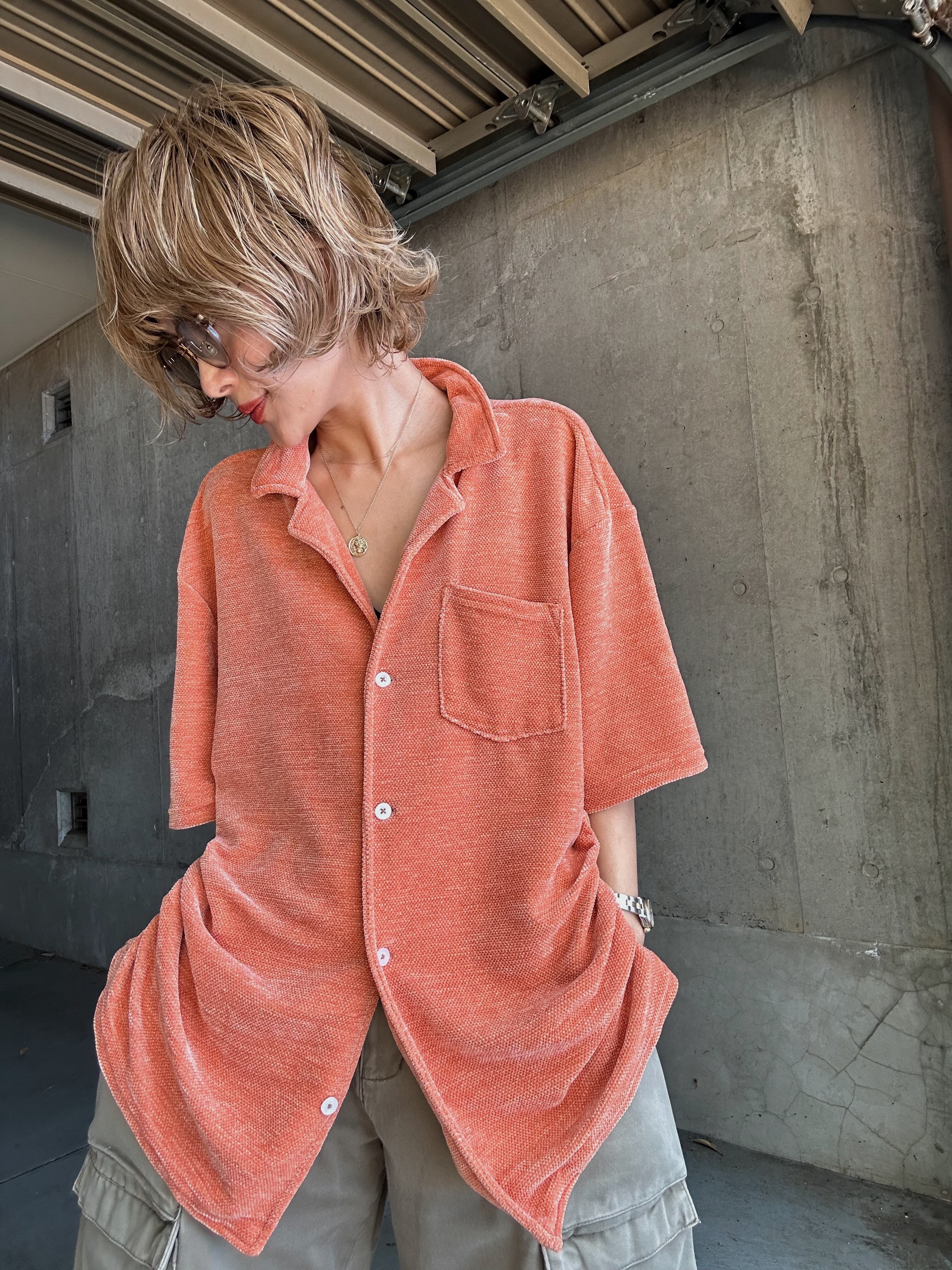 (SH1155)Pile open collar shirt