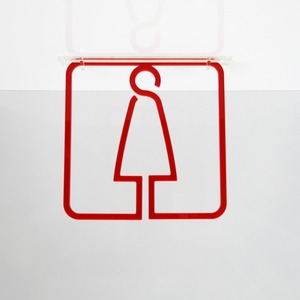 ツケレルン（3Wayピクトサイン）軽量 アクリル 突き出し 看板 （赤,女子 トイレサイン 06）3way-0031