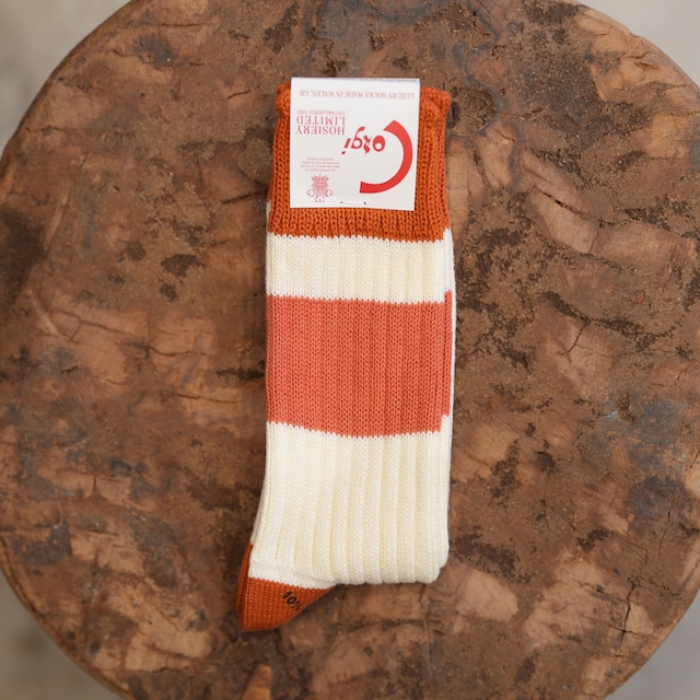 Corgi(コーギー) "Heavy Weight Cotton Rib Socks" SHORT -ORANGE×NATURAL-