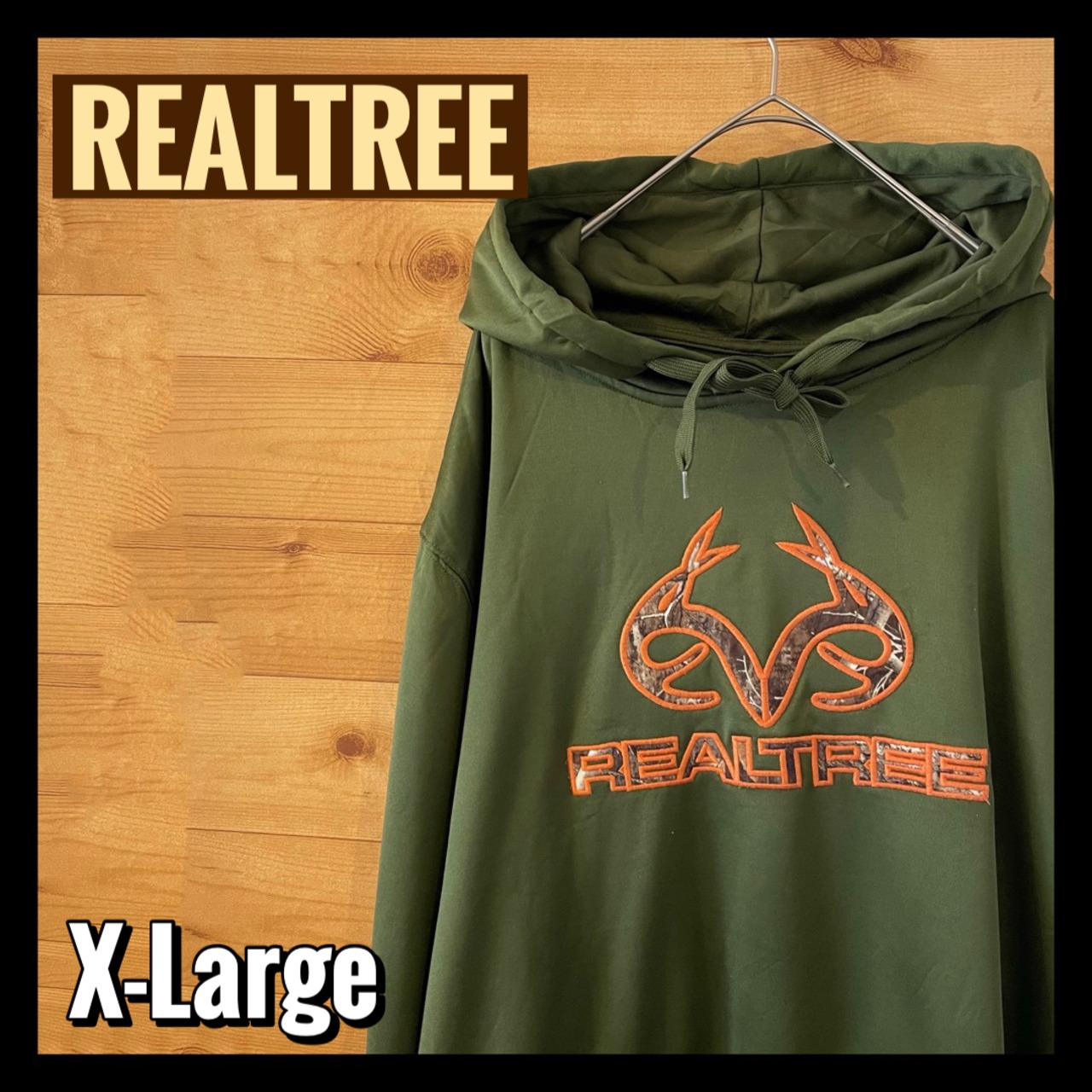 【REALTREE】ポリパーカー 刺繍ロゴ X-Large ゆるだぼ プルオーバー リアルツリー アメリカ古着