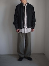 itochi - Worsted Flannel Bomber Jacket :Black|Super120’s梳毛/旧式シャトル織機/ミニマルボンバー