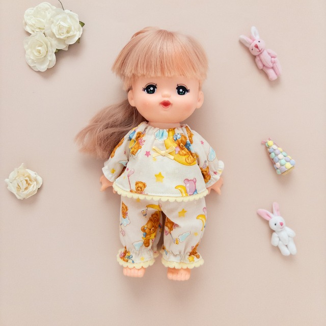 スモックパジャマ（白黄色リボン）メルちゃんソランちゃん