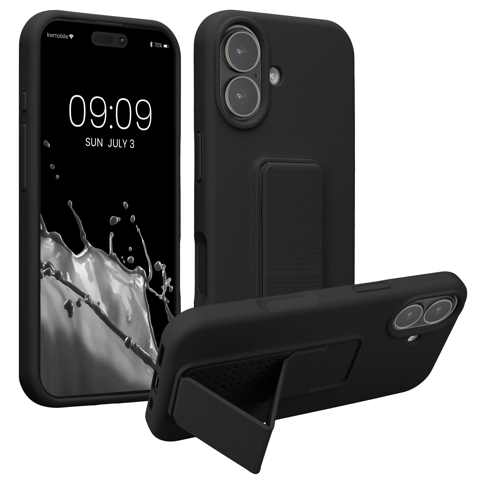 kwmobile Apple iPhone 17対応 ケース - スマホ スタンド 保護ケース スマホカバー TPUケース - 黒色