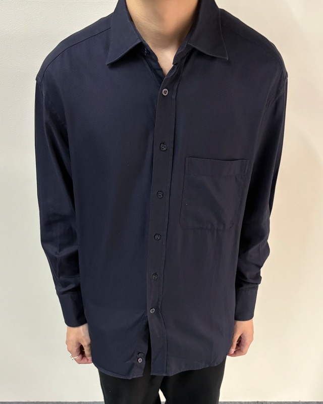 【GUCCI】navy cotton twill shirt