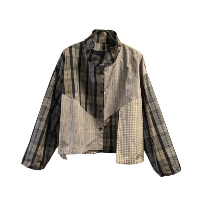 【最新作】MIXチェックパッチワークフレアースカート【264-5131】Mixed check patchwork flared skirt