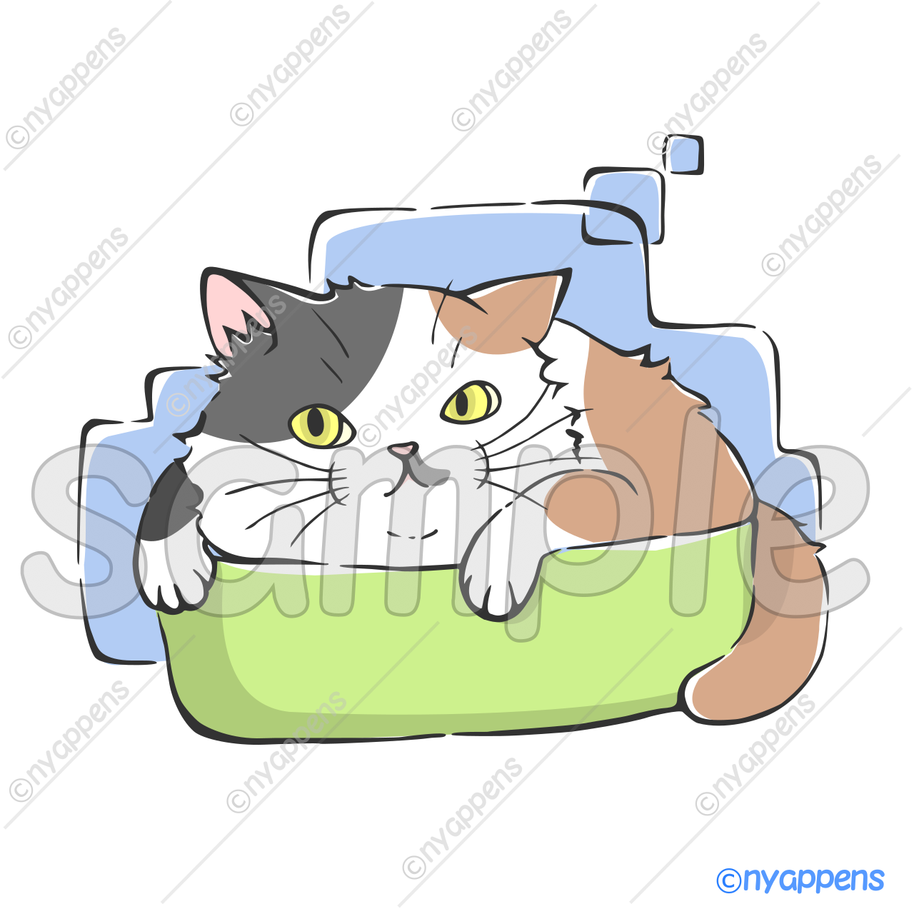 【商用利用OK】手書き猫イラスト<S6>すっぽり!