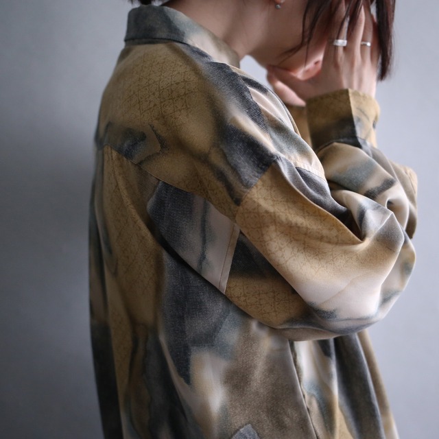 "滲み" ennui color art pattern over size shirt