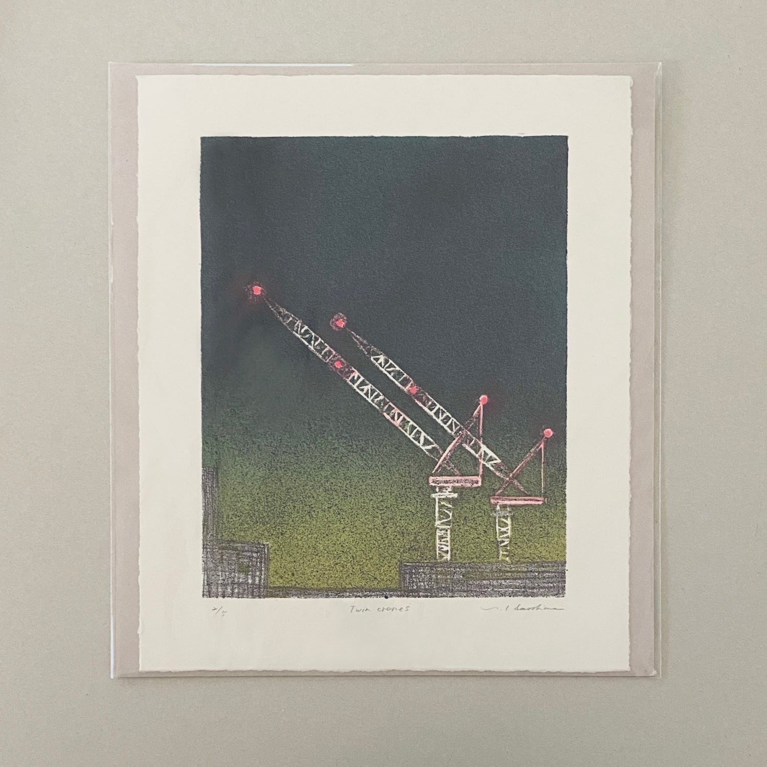 《ノエルの贈り物》濱島良子"Twin cranes" HAMASHIMA Yoshiko/lithograph