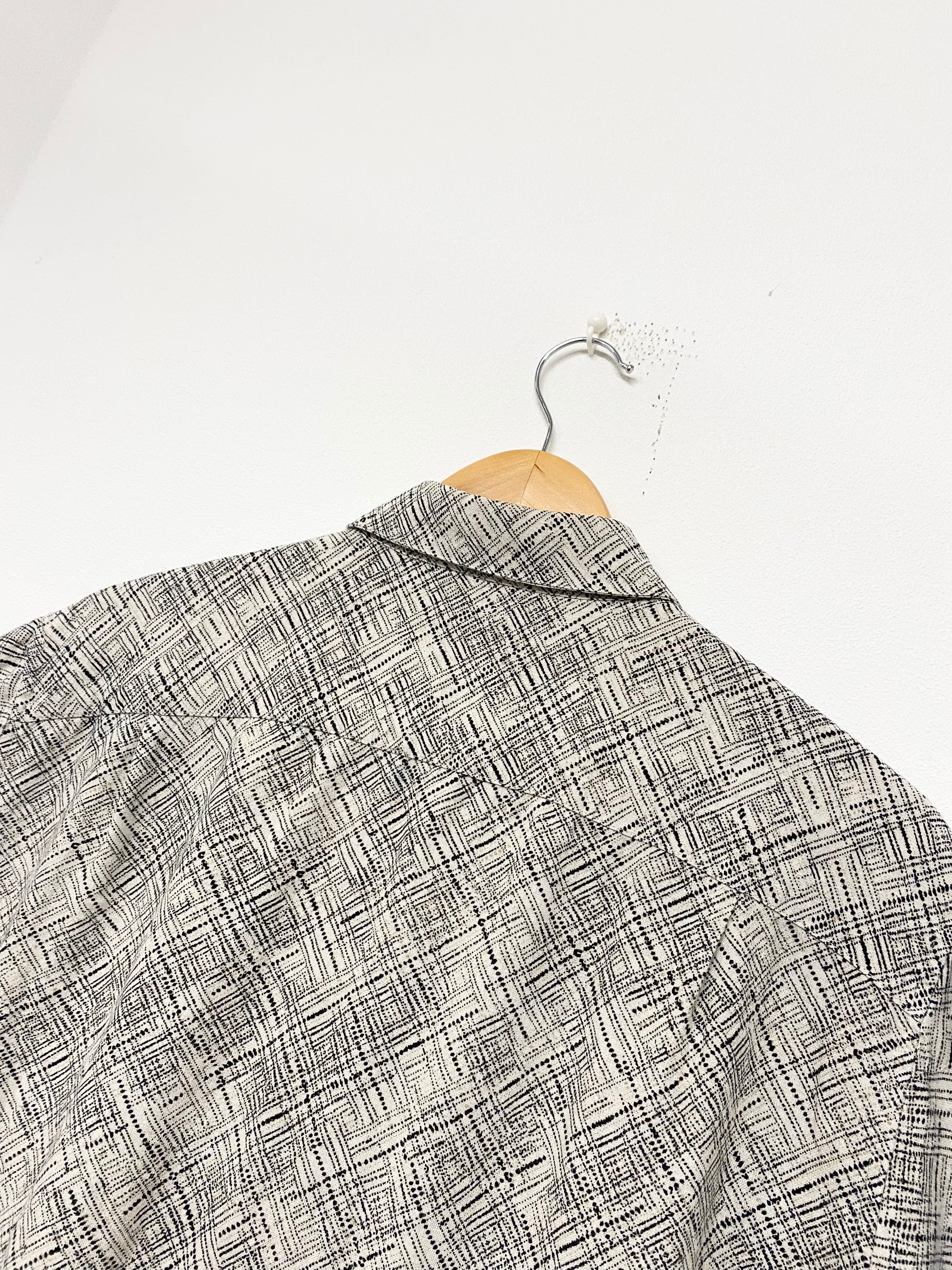 90-00s CLAIBORNE Linen Whole Pattern Print Shirt/L-XL