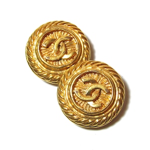 CHANEL vintage gold tone earrings