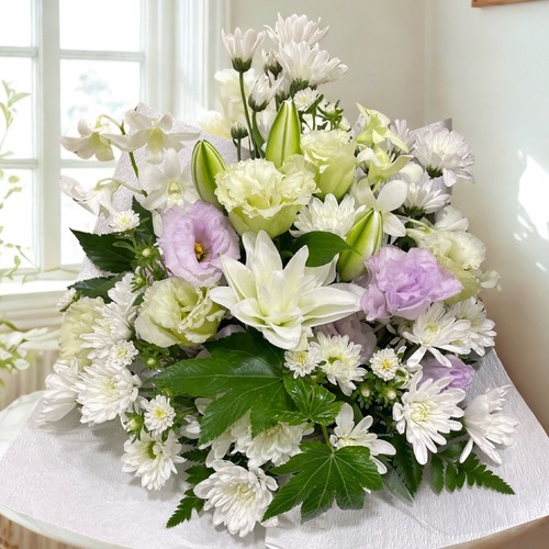 【御供】白と紫のアレンジメント 画像