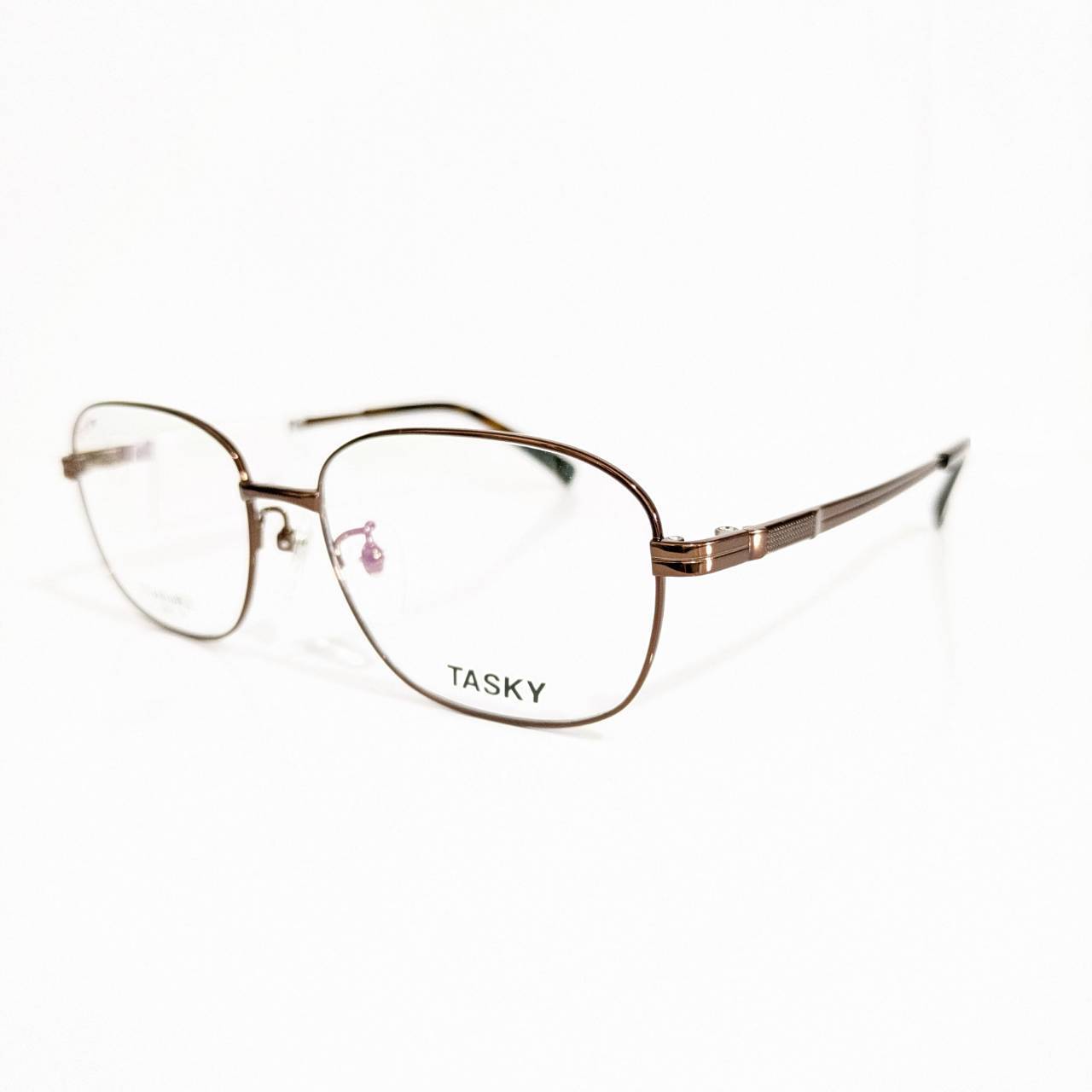 【TASKY】スクエアメタルフレーム ブラウン