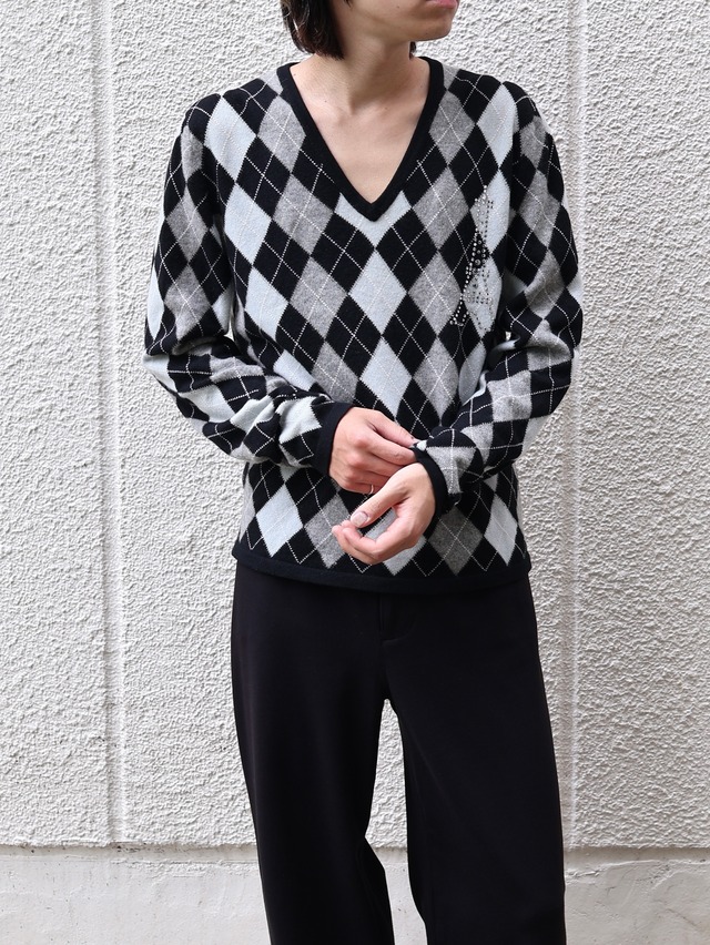 【comme des garcons】argyle cashmere knit