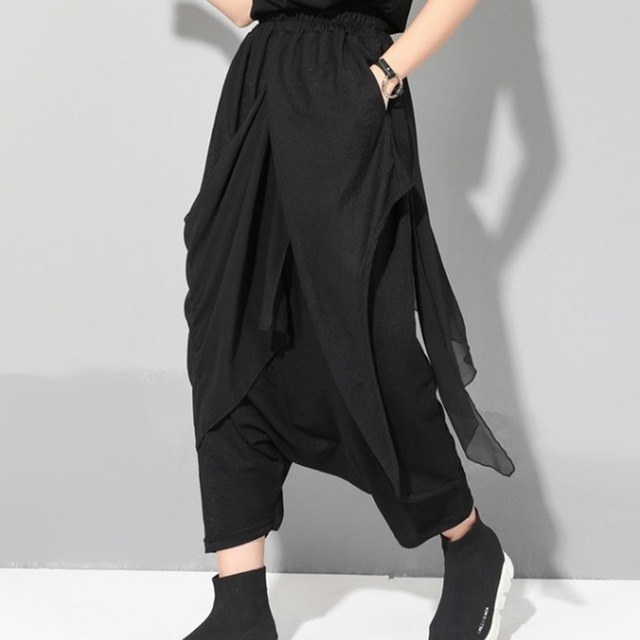 ラップドレープデザインサルエルパンツ　D0165