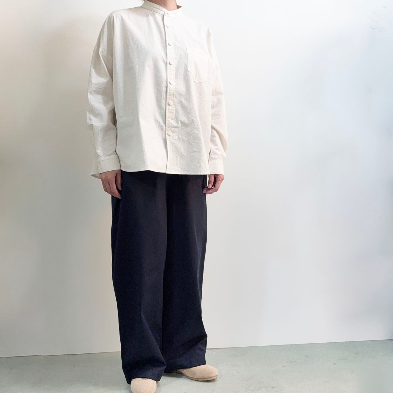 【美品】 sasanqua by trees ブーレットノエルオーバーシャツ Sasanqua by trees サザンカバイツリー BOURETTE NOIL WORK OVER