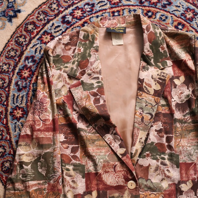 flower art pattern l/s easy tailored jacket