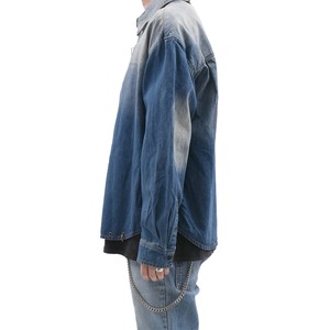 【WE11DONE】INDIGO BLUE PIERCED DENIM SHIRT