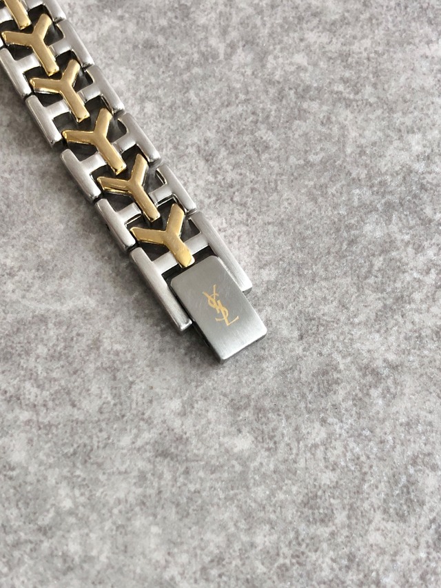 Yves Saint Laurent イヴ・サンローラン 腕時計 シルバー ゴールド YSL オクタゴン ステンレススチール クウォーツ 2200-226313 YO vintage ヴィンテージ オールド bpd4zh