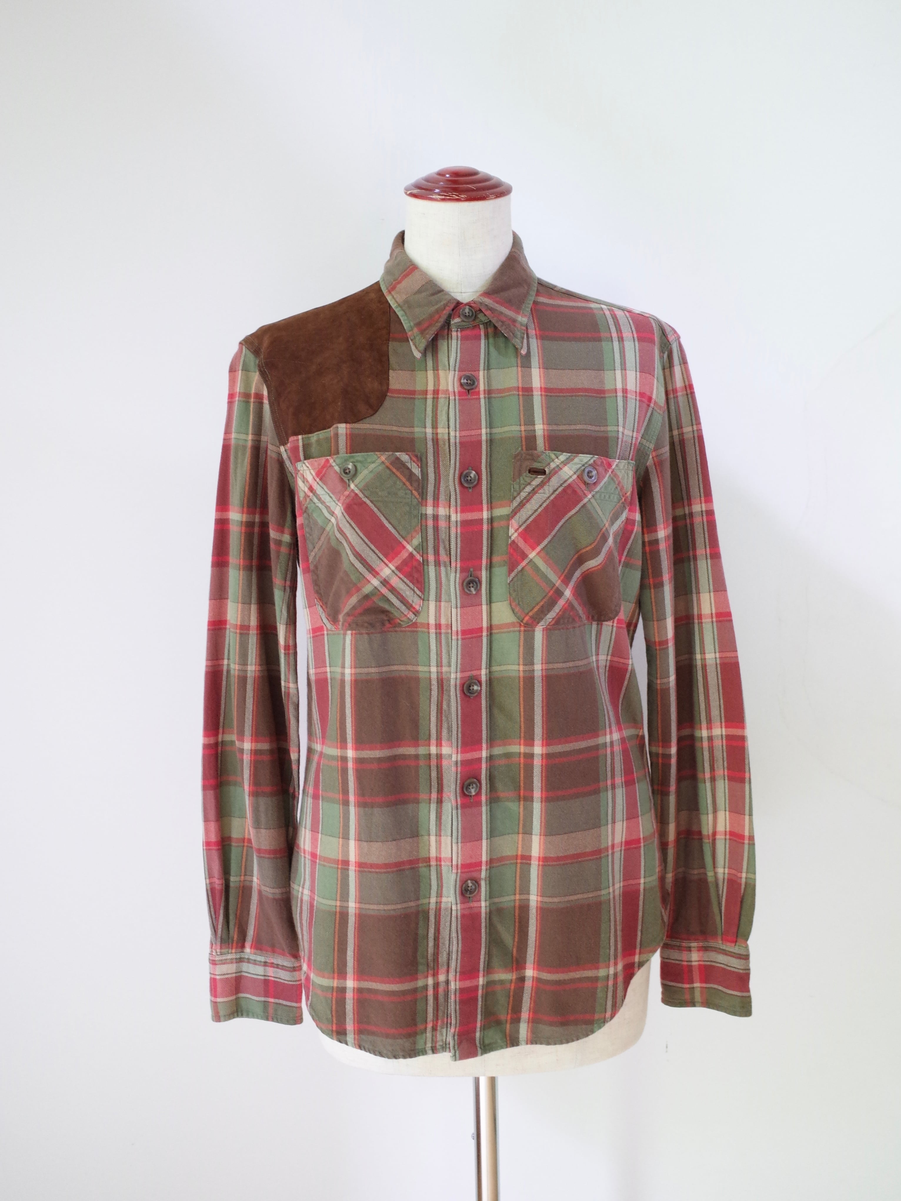 Ralph Lauren Sport Suede-Trim Plaid Shirt