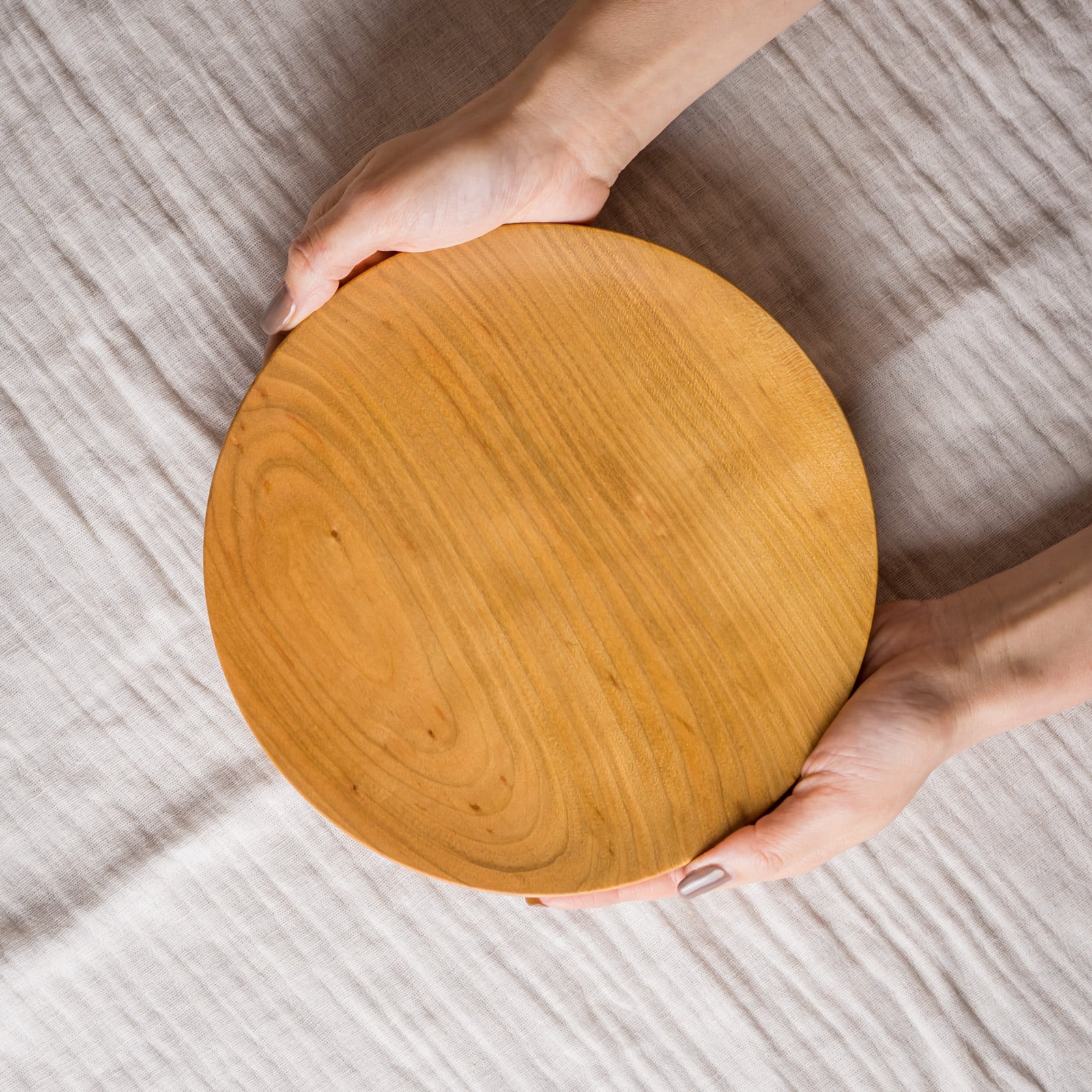 ヤマザクラ材 7寸ウッドプレート（パン皿・木の皿・木製プレート）／Canaria Wood Works