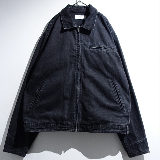 Black Denim Zip Work Jacket