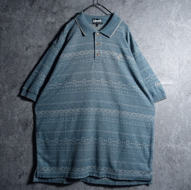 “Ashworth” embroidery & border pattern design polo shirt