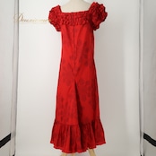 フラダンス 衣装 T&L MUUMUU FACTORY ムームーファクトリー ワンピース ドレス レッド系 赤 キルト柄 花柄 フリル ハワイアンプリント ハワイアン アロハ フラ ダンス レッスン 練習 ハワイアンダンス フリル袖 華やか 鮮やか かわいい おしゃれ 大人っぽい ダンス衣装 練習着 レッスンウェア