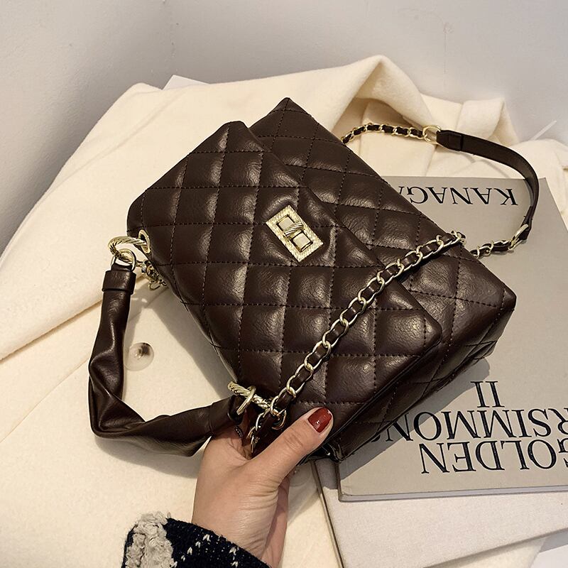 チェーン オータムウィンターレッド 秋物 冬物 スクウェア メッセンジャーバッグ 手作りハンドバック8207025998