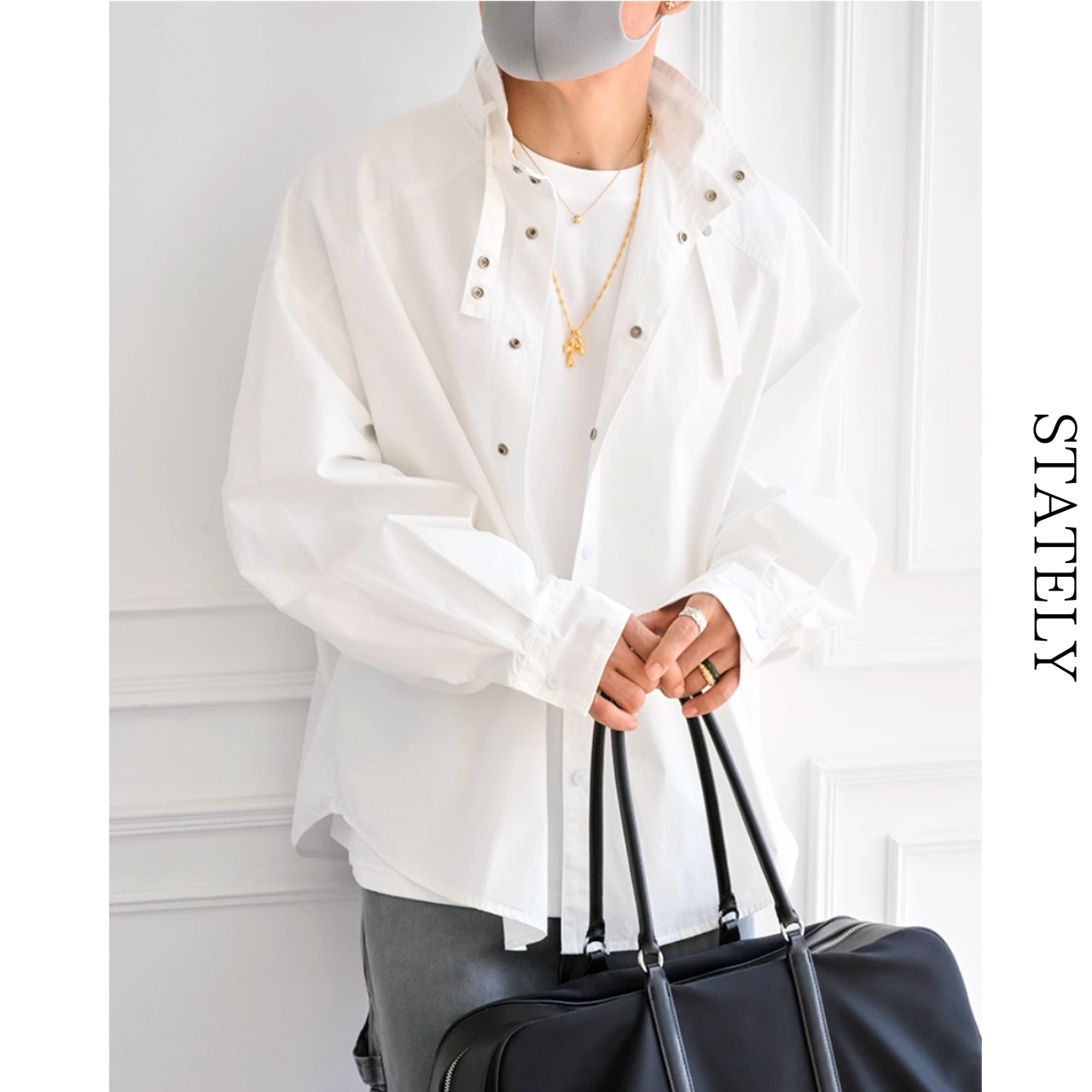 スタンドカラースナップボタンshirt_T110・画像9