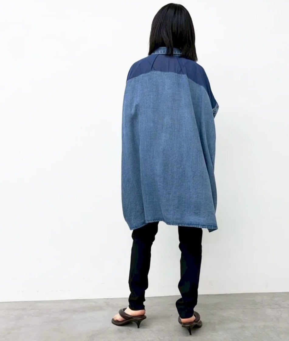 CYNICAL】テンセルデニム×ジョーゼットロングシャツ 612-95131 | Posie