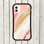 受注生産 iPhoneケース 淡いピンクと金色の流線抽象｜抽象アート PABS100B