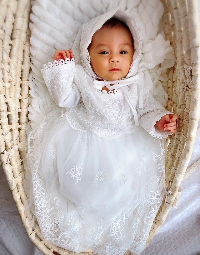 即納＆予約レースベビードレス長袖