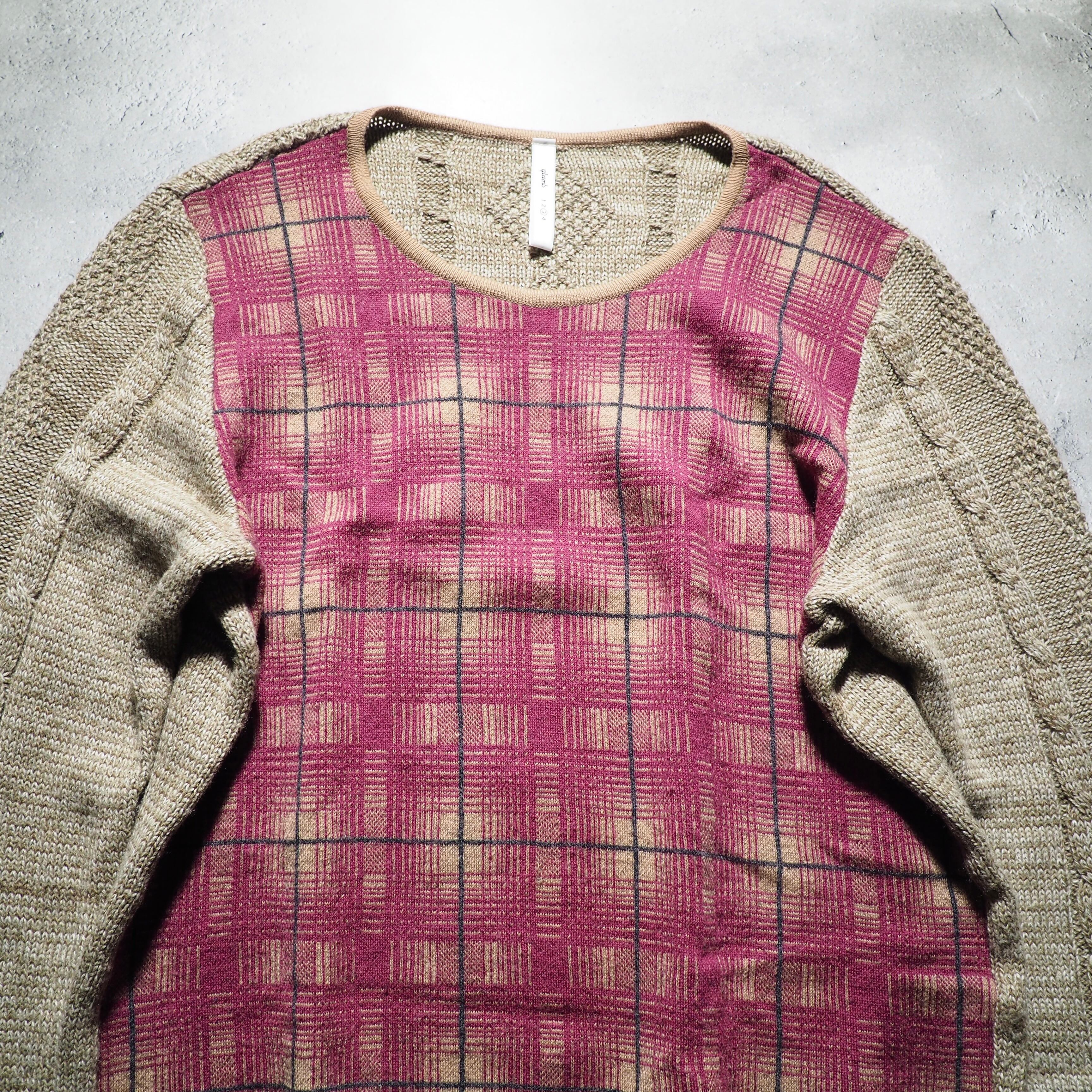 " glamb " Bewitching Ombre check switching Design knit