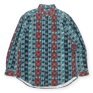 80s~90s｜Woolrich｜総柄プリントネルシャツ｜ネイティブストライプ柄 USA製 L〜XL相当 コンディションB