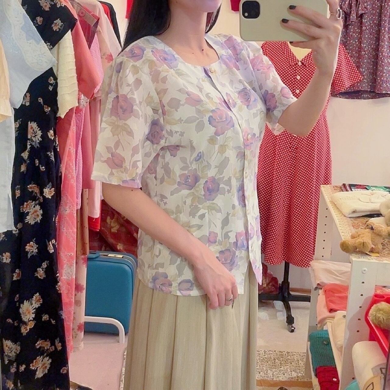 water color rose blouse