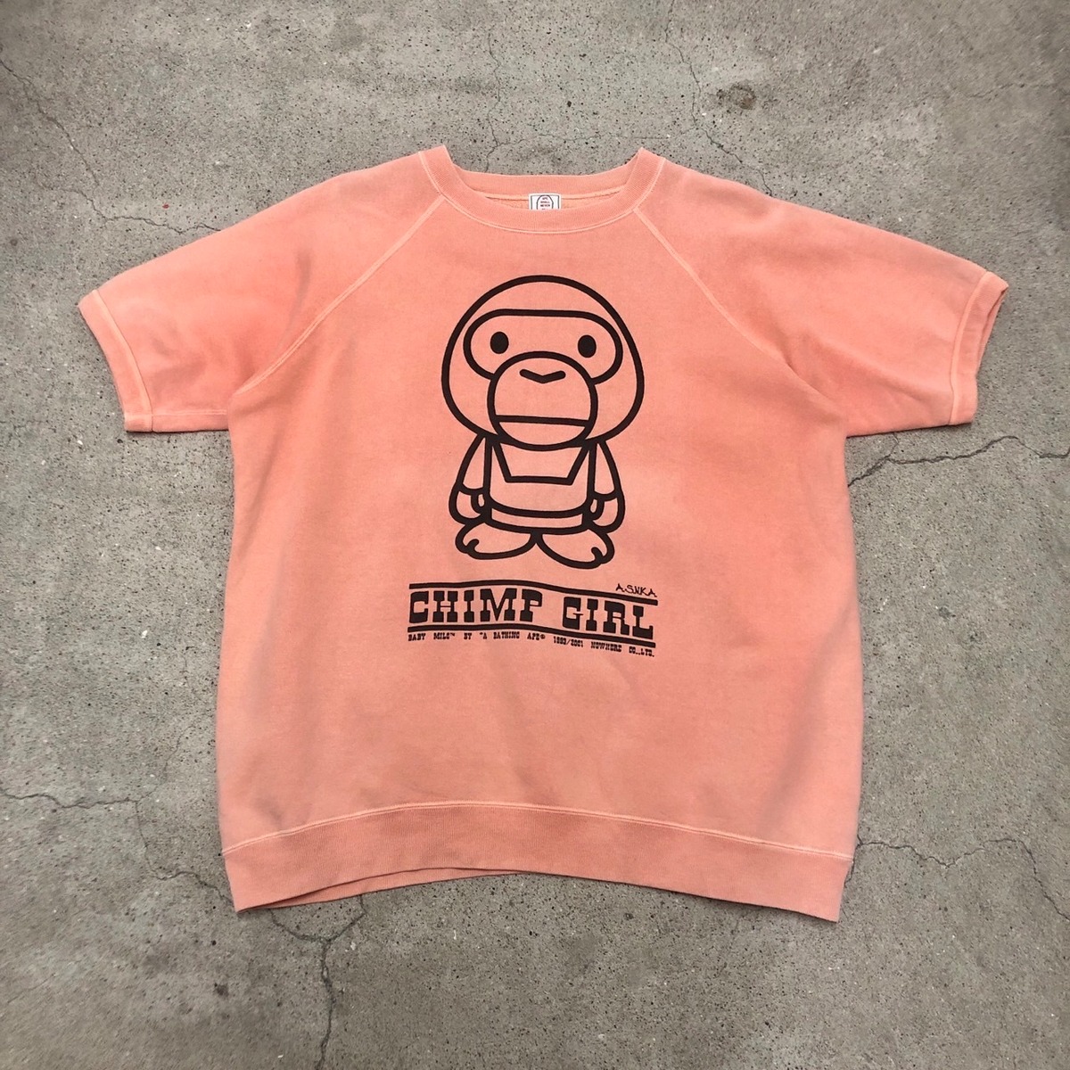 90～00s A BATHING APE/BABY MILO print S/S Sweat/CHIMP GIRL/初期 