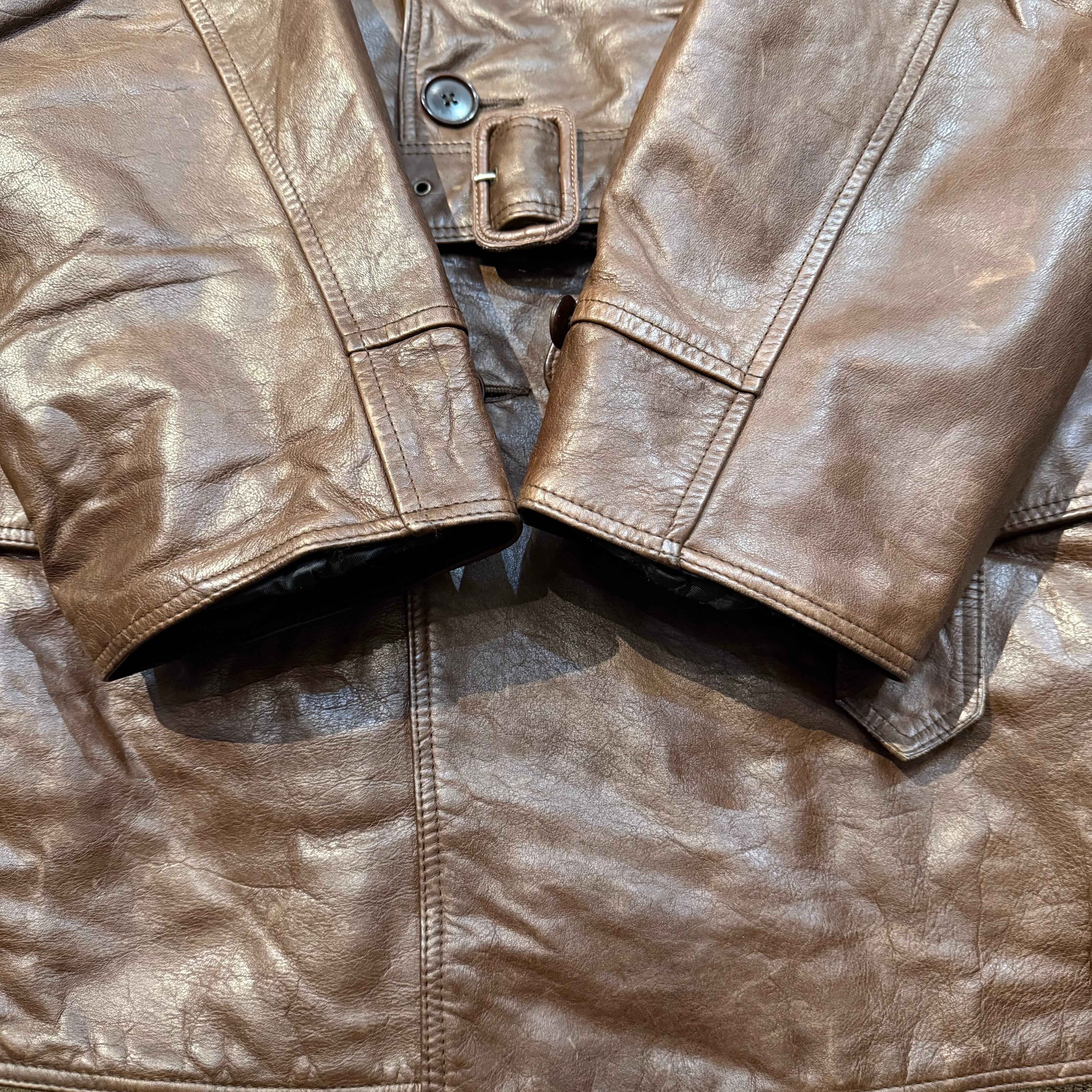 【フランス製】1990s ARTURO Paris ブラウンレザー　カーコート 1990s WILSONS M.JULIAN Leather Car coat 1980年代以降から展開され